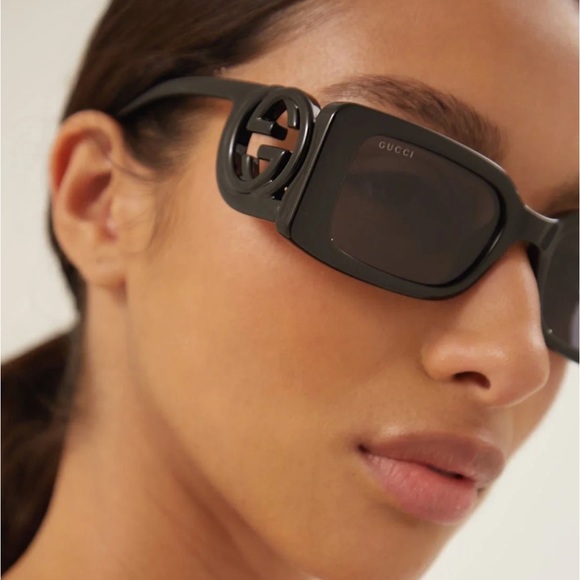 NEW GUCCI GG1325S 001 BLACK SQUARE WOMEN SUNGLASSES GUCCI - Picture 4 of 15